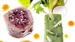 Déclinaison de thons, ravioles à l'eau de tomate, salsa verde